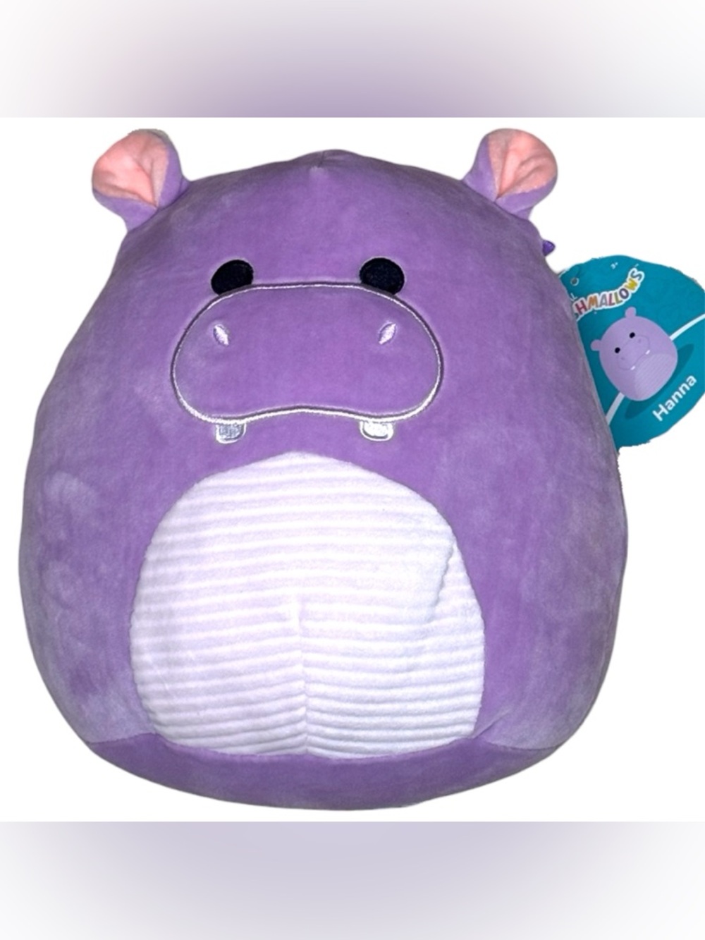 NWT Squishmallows - 10” Hanna the Hippo Purple Plush with White Belly